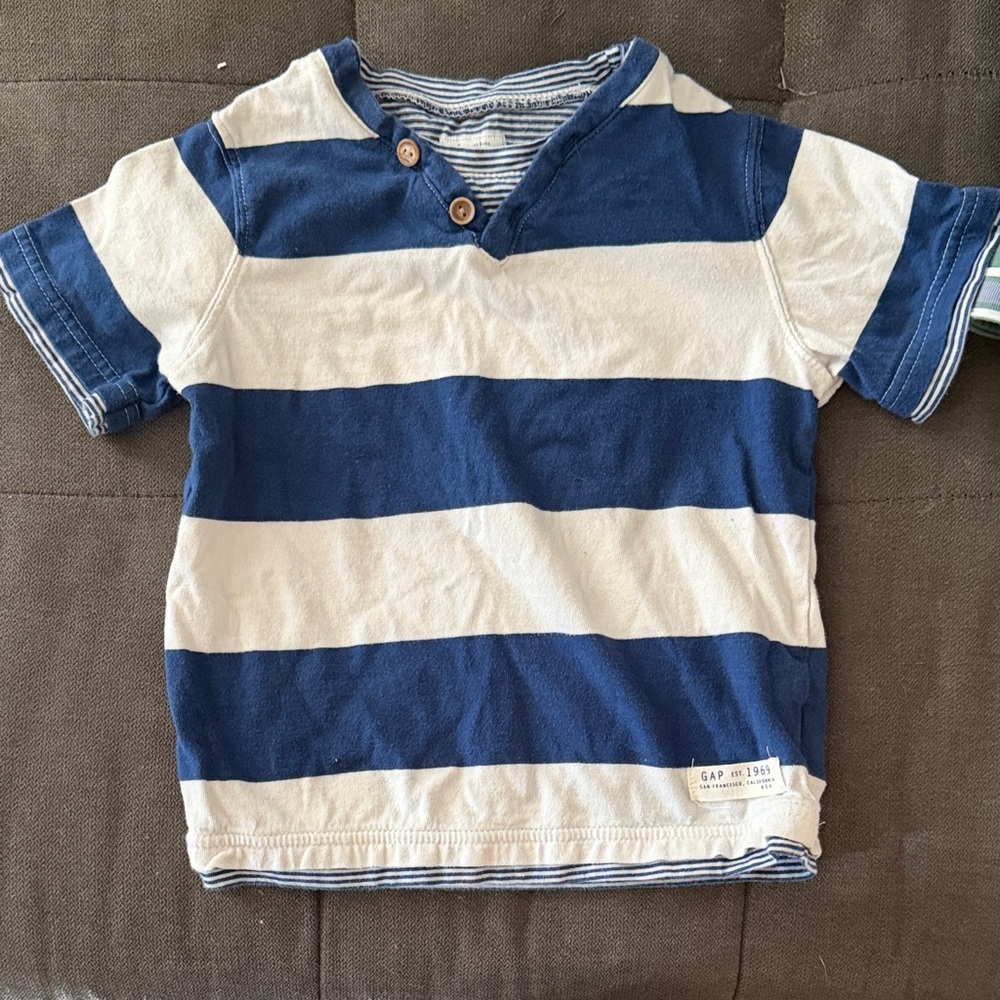 GAP Kids Navy and White Striped Tee
